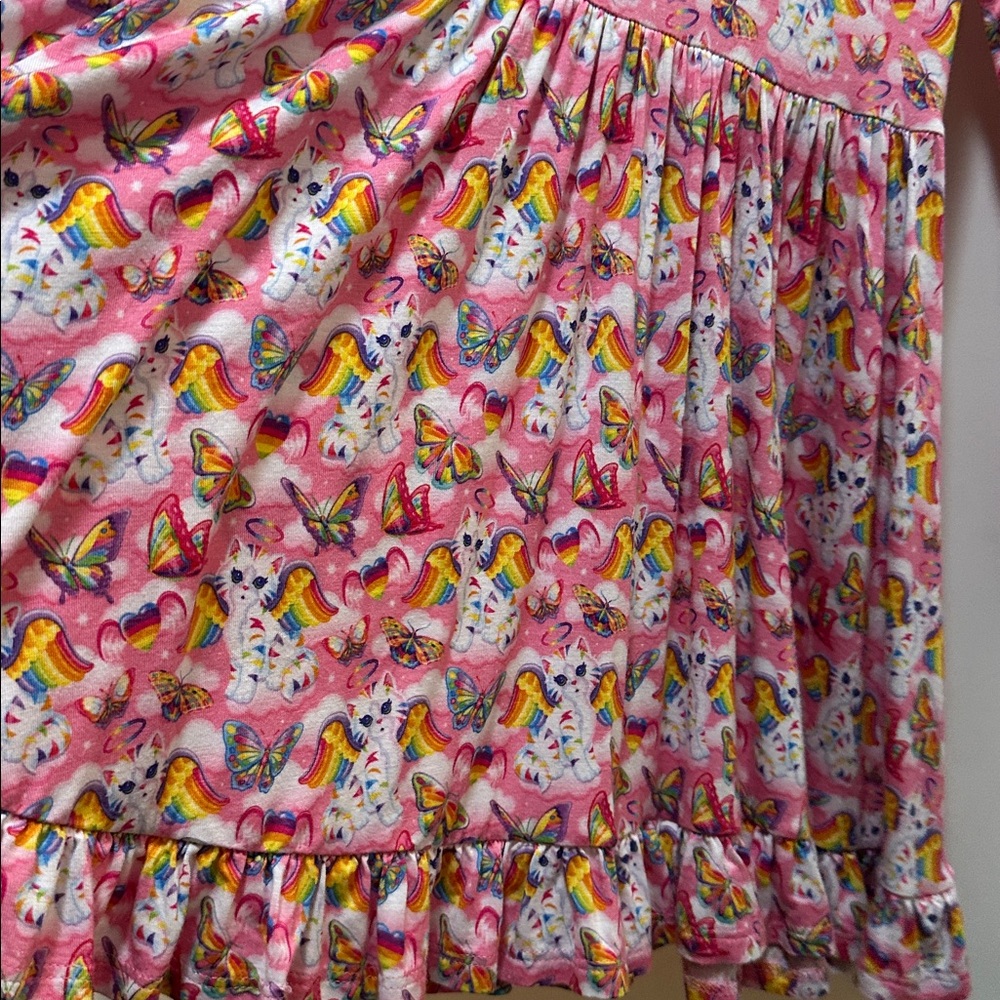 Posh Peanut & Lisa Frank Pink Kitty Unicorn Butterfly Print Dress Size 5T-6T - Picture 3 of 5